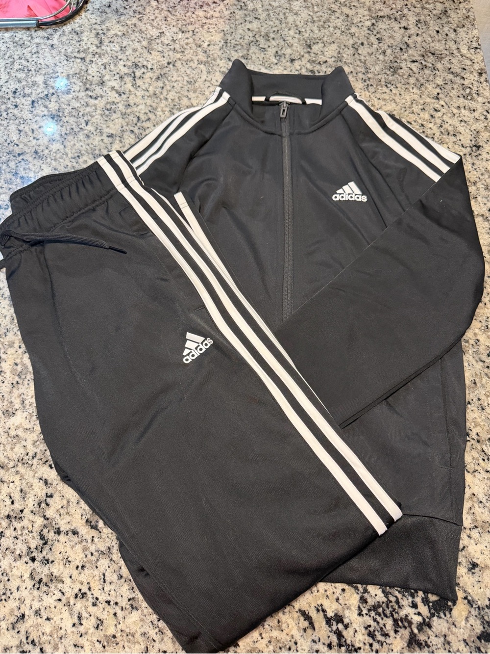 adidas Black Jogger Set with White 3-Stripe Detail